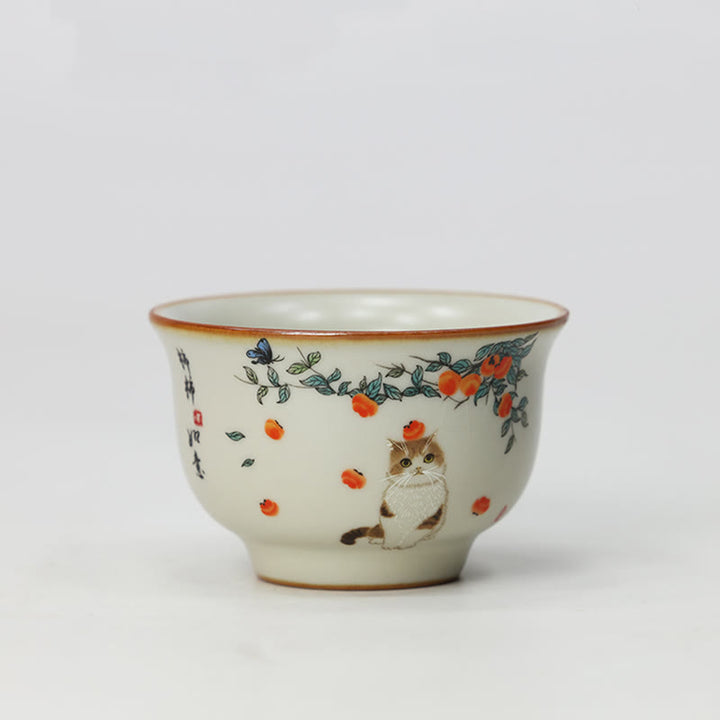 Buddha Stonesかわいい猫の蝶ティーカップカンフーティーカップ - 猫 2.67インチ×1.69インチ×2.2オンス(6.8cm×4.3cm×65ml) - image 10