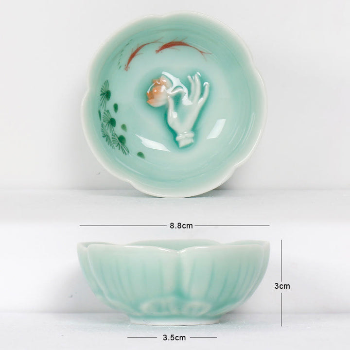 Buddha Stones鯉手茶碗カンフー茶碗 - 赤い鯉と手 8.8cm×3cm×3.5cm - image 8