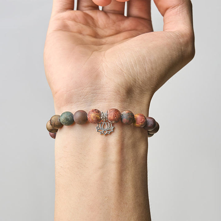 Buddha Stones925スターリングシルバー ロータスデザイン ピカソジャスパー幸運を呼ぶブレスレット - image 4