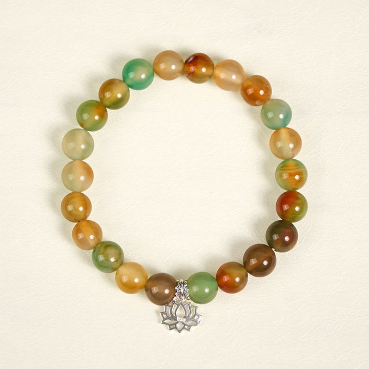 Buddha Stones925スターリングシルバー 蓮のシンボル 孔雀瑪瑙 勇気ビーズブレスレット - image 2