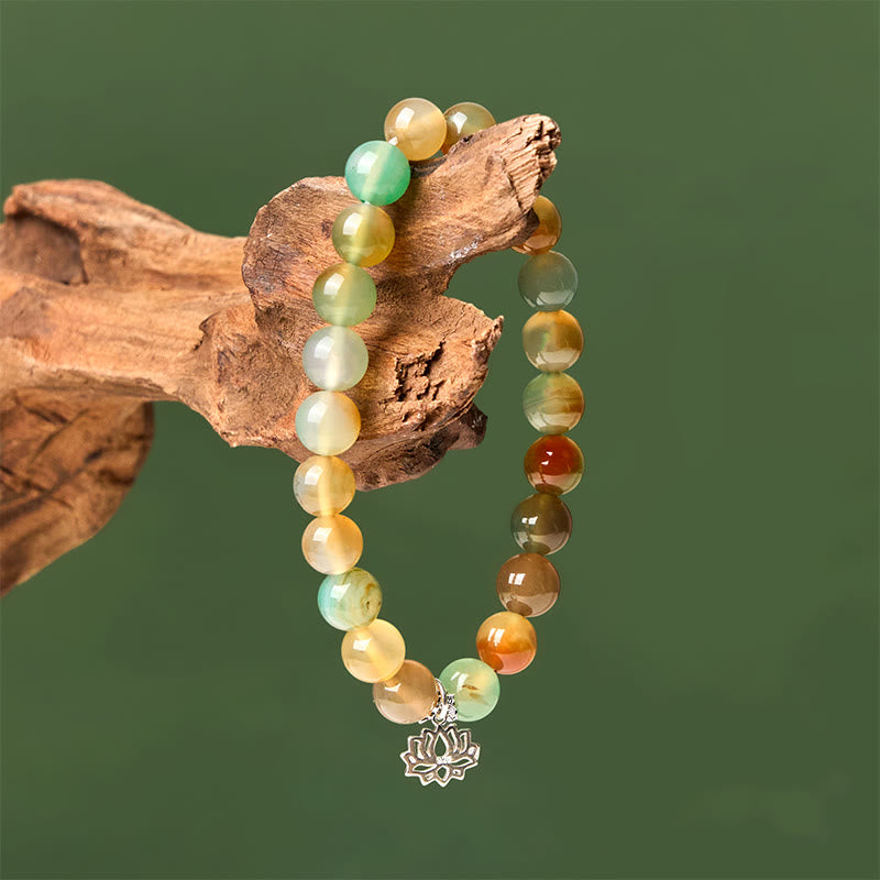 Buddha Stones925スターリングシルバー 蓮のシンボル 孔雀瑪瑙 勇気ビーズブレスレット - image 3
