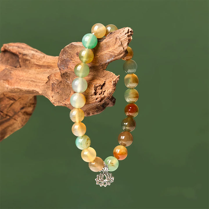 Buddha Stones925スターリングシルバー 蓮のシンボル 孔雀瑪瑙 勇気ビーズブレスレット - image 3