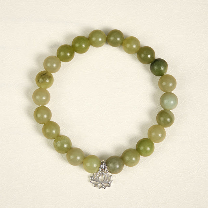 Buddha Stones925スターリングシルバー ロータス 天然シアン翡翠幸運ブレスレット - image 2