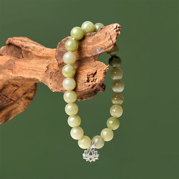 Buddha Stones925スターリングシルバー ロータス 天然シアン翡翠幸運ブレスレット - image 3