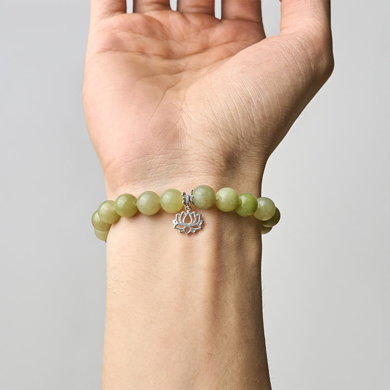 Buddha Stones925スターリングシルバー ロータス 天然シアン翡翠幸運ブレスレット - image 4