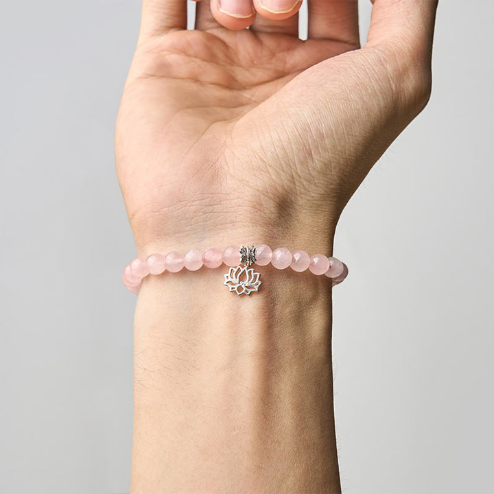 Buddha Stones925スターリングシルバー ロータスデザイン ナチュラルピンククリスタル スージングブレスレット - image 13