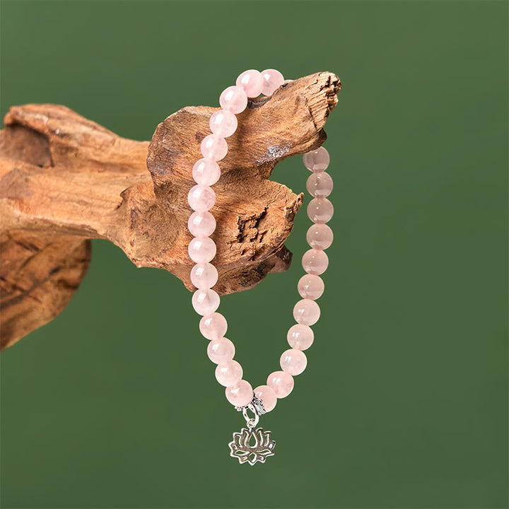 Buddha Stones925スターリングシルバー ロータスデザイン ナチュラルピンククリスタル スージングブレスレット - image 12