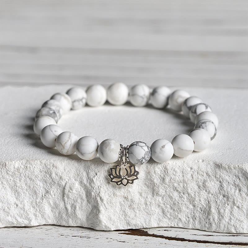 Buddha Stones 925スターリングシルバー ロータスデザイン 天然ホワイト開運財運ブレスレット - 20cm - 8mm - image 10