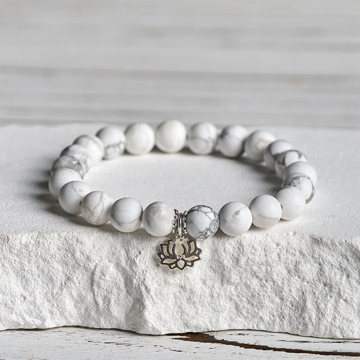 Buddha Stones 925スターリングシルバー ロータスデザイン 天然ホワイト開運財運ブレスレット - 20cm - 8mm - image 10