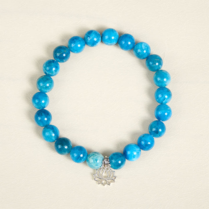 Buddha Stones925スターリングシルバー ロータス 天然アパタイト クリエイティビティブレスレット - image 2