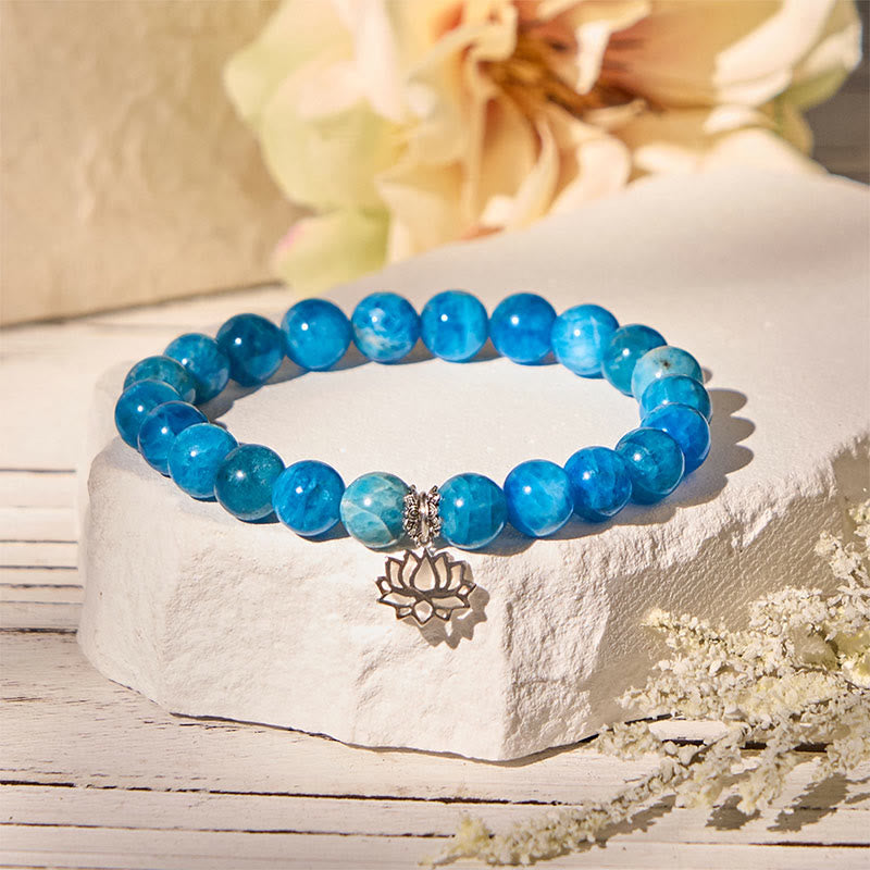 Buddha Stones925スターリングシルバー ロータス 天然アパタイト クリエイティビティブレスレット - image 1