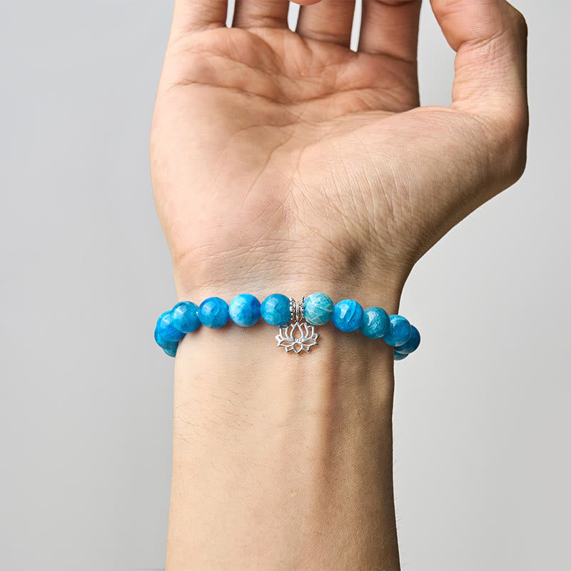 Buddha Stones925スターリングシルバー ロータス 天然アパタイト クリエイティビティブレスレット - image 4