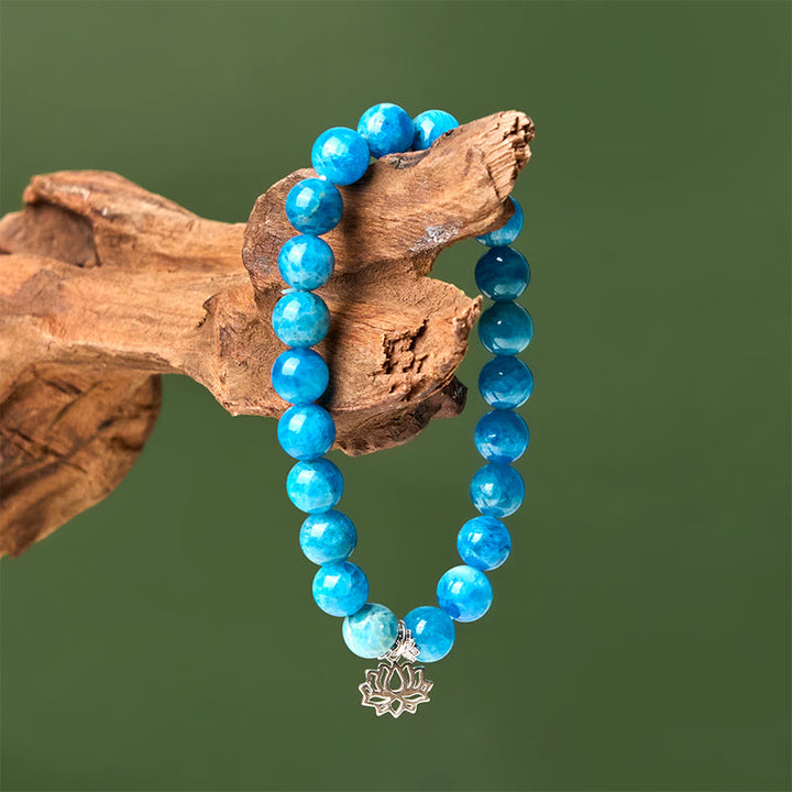 Buddha Stones925スターリングシルバー ロータス 天然アパタイト クリエイティビティブレスレット - image 3