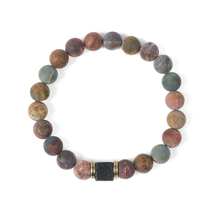 Buddha Stones天然ピカソジャスパー スクエア溶岩石 勇気ブレスレット - image 5