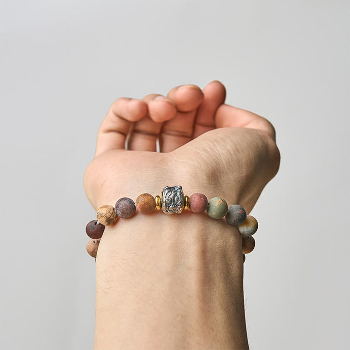 Buddha Stones天然ピカソジャスパー 仏陀の顔 エネルギーブレスレット - image 4