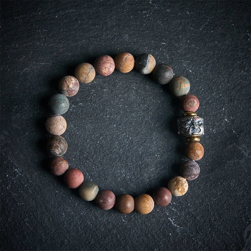 Buddha Stones天然ピカソジャスパー 仏陀の顔 エネルギーブレスレット - image 2