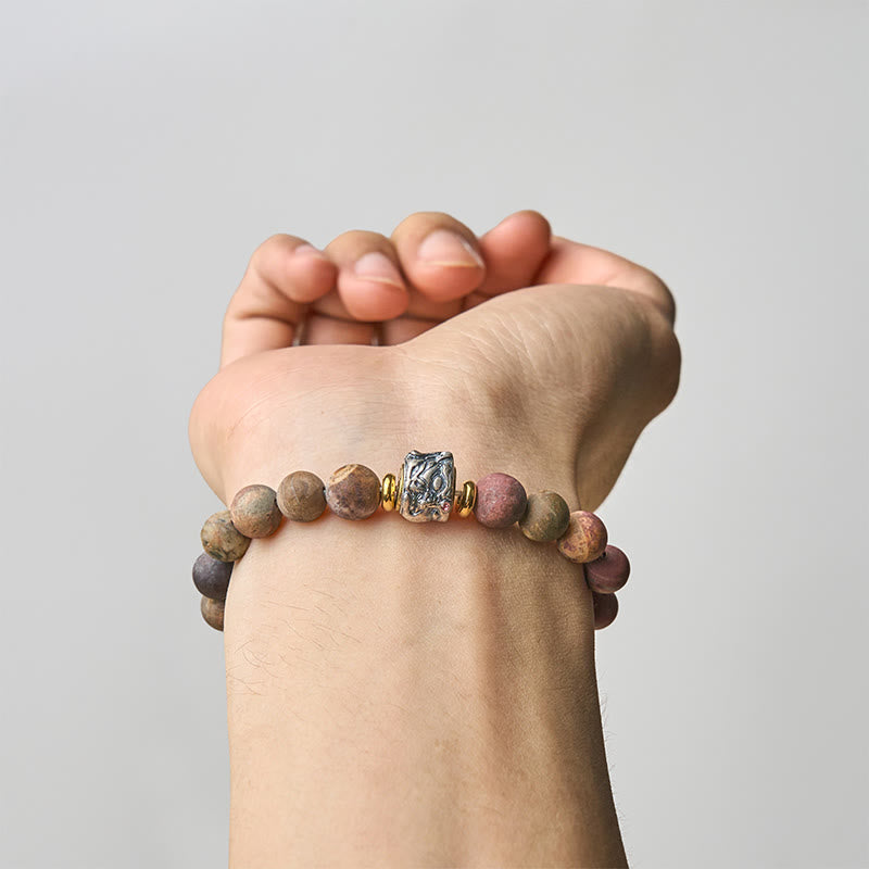 Buddha Stones天然ピカソジャスパー 仏陀の顔 エネルギーブレスレット - image 5