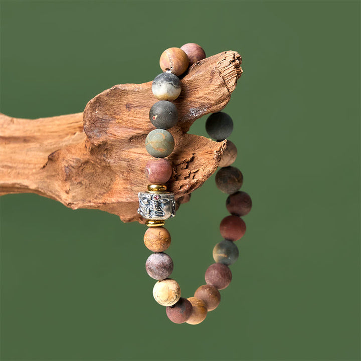 Buddha Stones天然ピカソジャスパー 仏陀の顔 エネルギーブレスレット - image 3