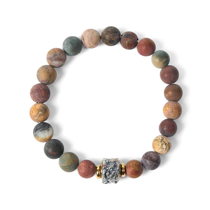 Buddha Stones天然ピカソジャスパー 仏陀の顔 エネルギーブレスレット - image 6