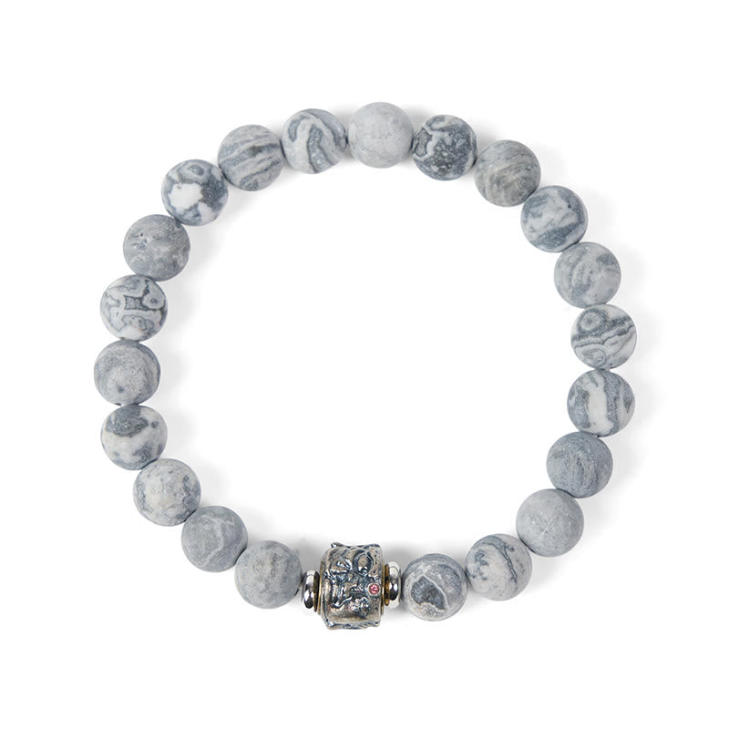 Buddha Stones天然フロストグレージャスパー 仏陀の顔 ヒーリング守護ブレスレット - image 6