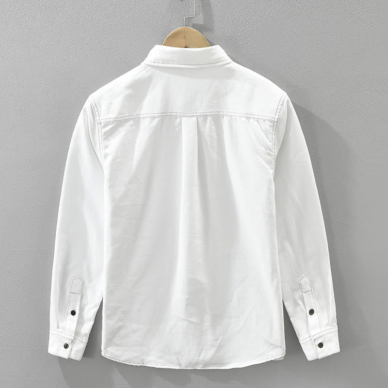 Buddha Stones通勤ボタン長袖無地シャツメンズ服ポケット付き - image 2