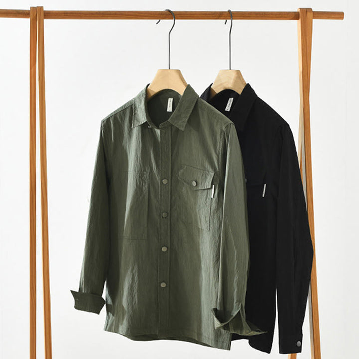 Buddha Stonesデイリーロングスリーブボタンシンプルデザインメンズシャツ ポケット付き - image 16