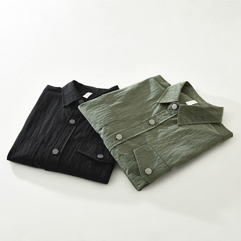 Buddha Stonesデイリーロングスリーブボタンシンプルデザインメンズシャツ ポケット付き - image 15