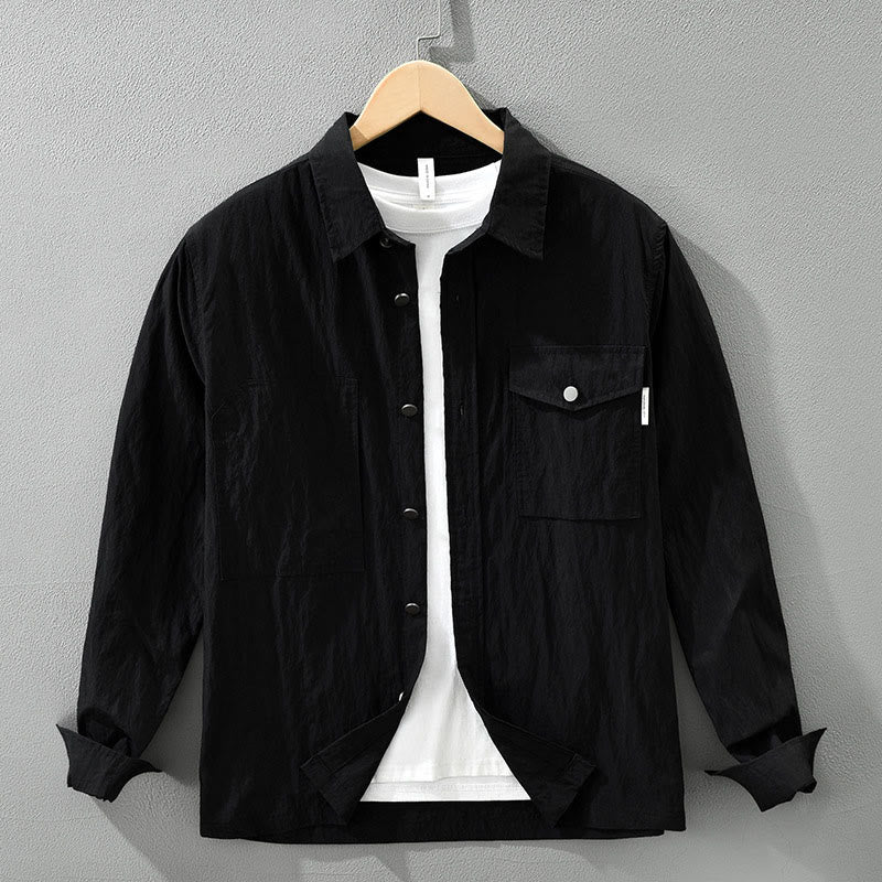 Buddha Stonesデイリーロングスリーブボタンシンプルデザインメンズシャツ ポケット付き - 黒 - US/UK/AU42、 EU52 (3XL) - image 14