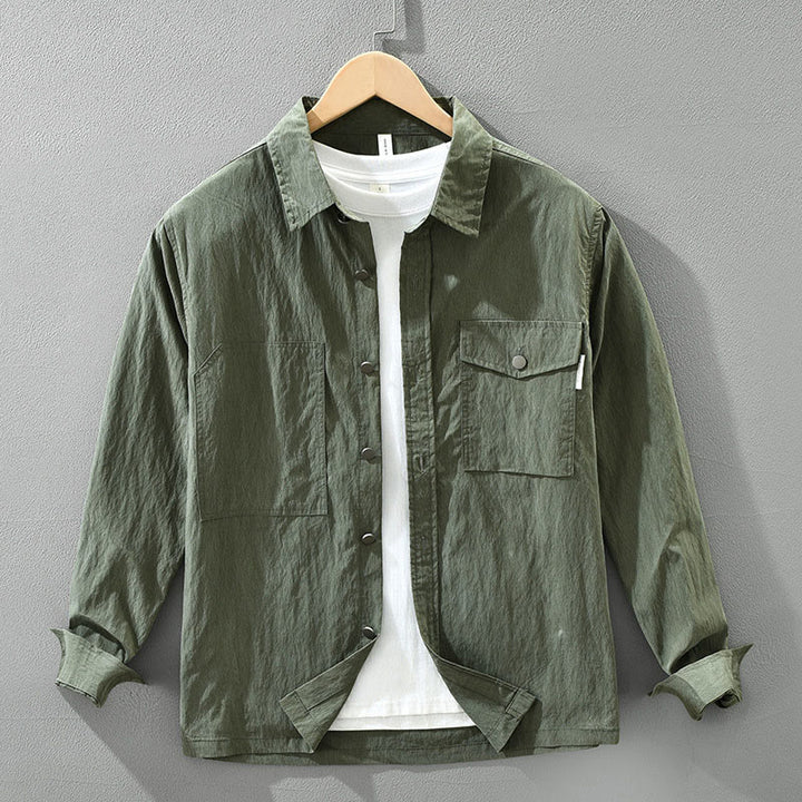 Buddha Stonesデイリーロングスリーブボタンシンプルデザインメンズシャツ ポケット付き - ダークグリーン - US/UK/AU42、 EU52 (3XL) - image 0
