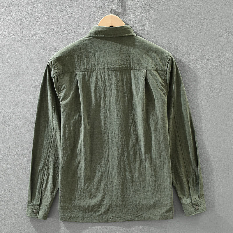 Buddha Stonesデイリーロングスリーブボタンシンプルデザインメンズシャツ ポケット付き - image 1