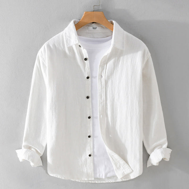 Buddha Stonesメンズ 純色 ラペルボタン シンプルデザイン ラミーコットン 長袖シャツ - 白 - US/UK/AU42、 EU52 (3XL) - image 11