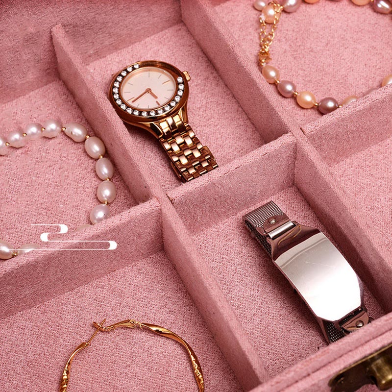 Buddha Stonesシンプルデザイン ジュエリーボックスオーガナイザー 2層ジュエリー収納ボックス フランネルボックス ロック付き - image 13