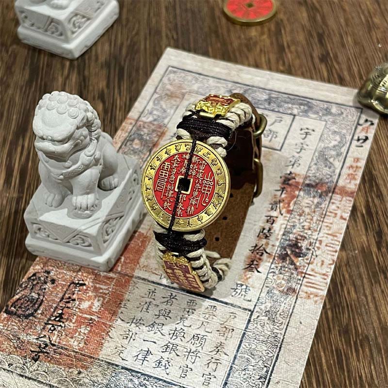 Buddha Stones石山の幽霊 お金を使うパワーレザーウォッチバンドブレスレット  - レッドマウンテンの幽霊がお金を使う（手首周り：15～18cm） - image 1