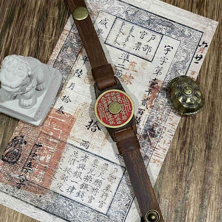 Buddha Stones辰砂 山の幽霊 お金を使うと良縁祈願レザーウォッチバンド ブレスレット  - image 3