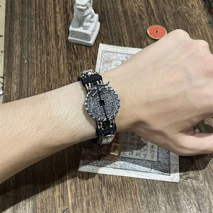 Buddha Stones、龍、PiXiu、山、幽霊、お金を使う幸運、レザーウォッチバンド、ブレスレット  - image 3