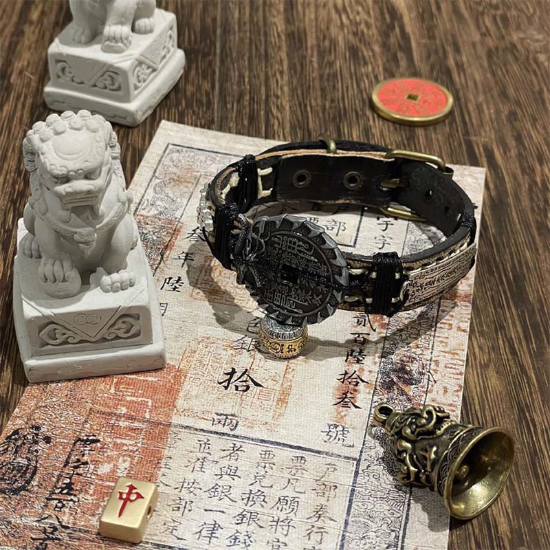Buddha Stones、龍、PiXiu、山、幽霊、お金を使う幸運、レザーウォッチバンド、ブレスレット  - image 1