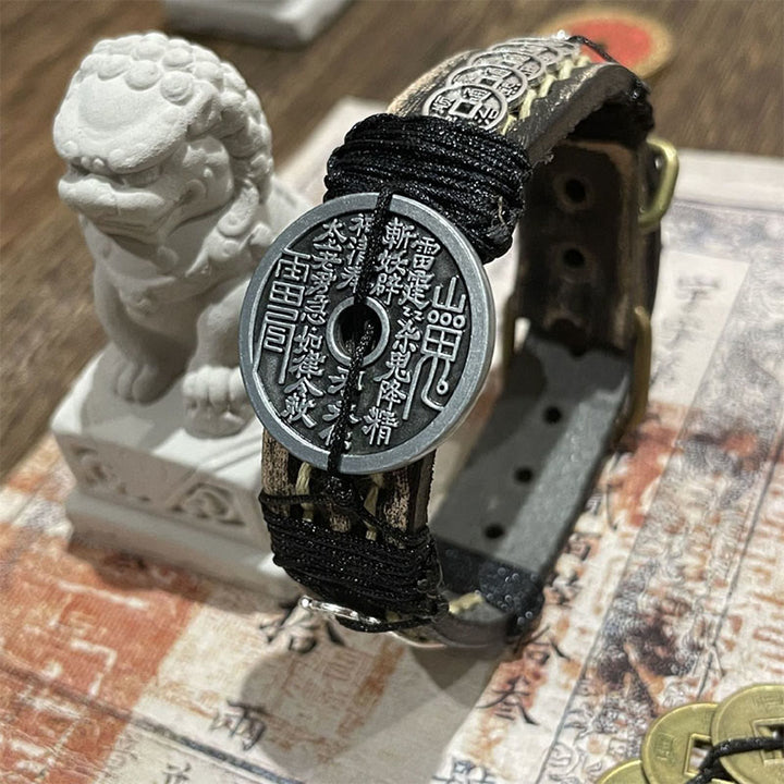 Buddha Stones五帝銭 山の幽霊 金運 レザー腕時計バンド ブレスレット  - 五帝銭（手首周り：15～18cm） - image 0