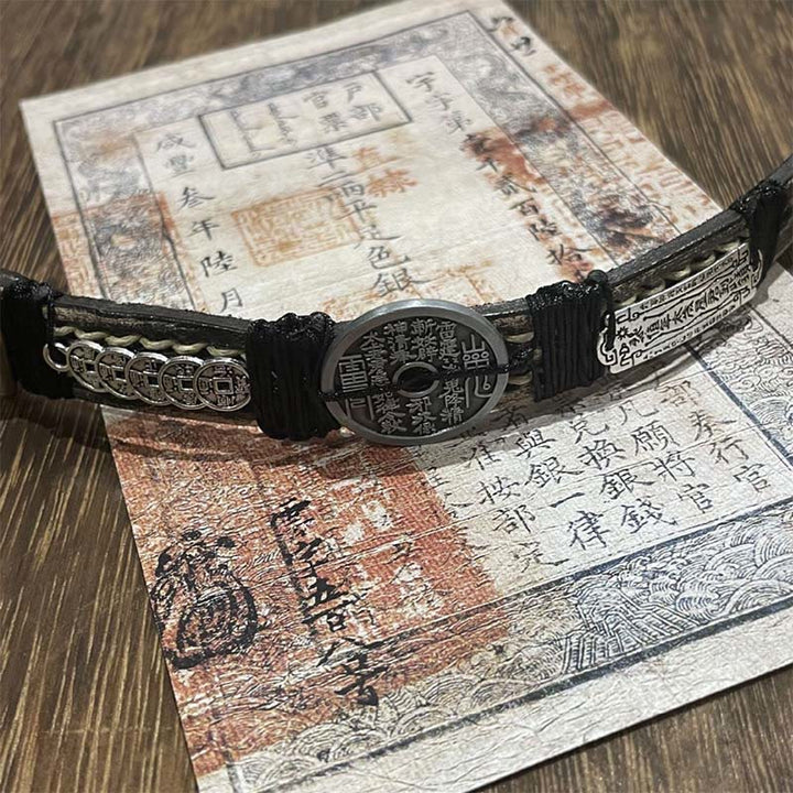 Buddha Stones五帝銭 山の幽霊 金運 レザー腕時計バンド ブレスレット  - image 3