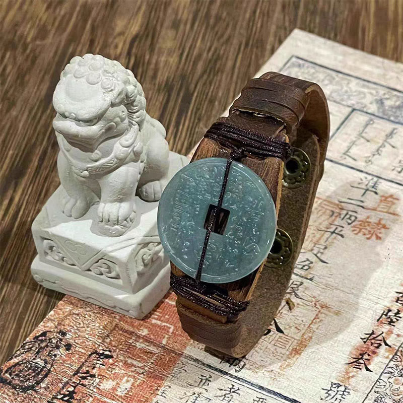 Buddha Stones翡翠山 幽霊 お金を使う豊かさレザー 腕時計バンド ブレスレット  - ライトジェイド（手首周り：15～18cm） - image 0