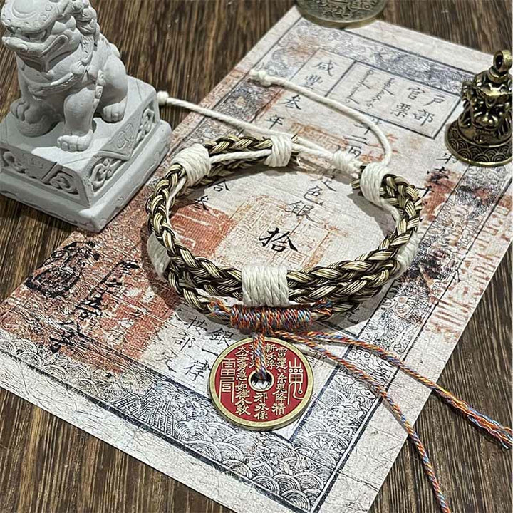 Buddha Stones多層山の幽霊 お金を使う カラフルなロープ編みブレスレット  - レッドマウンテンの幽霊がお金を使う（手首周り：15～19cm） - image 0