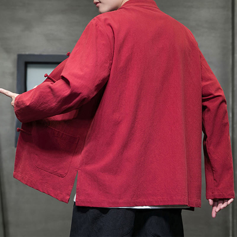 Buddha Stones無地 カエルボタン 唐装 コットンリネン メンズ ジャケット シャツ ポケット付き - image 39