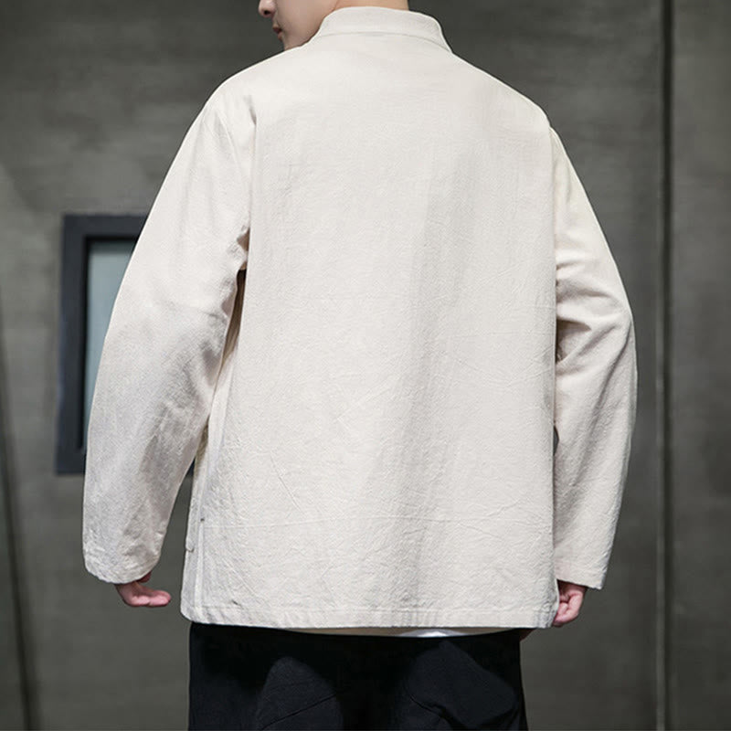 Buddha Stones無地 カエルボタン 唐装 コットンリネン メンズ ジャケット シャツ ポケット付き - image 18