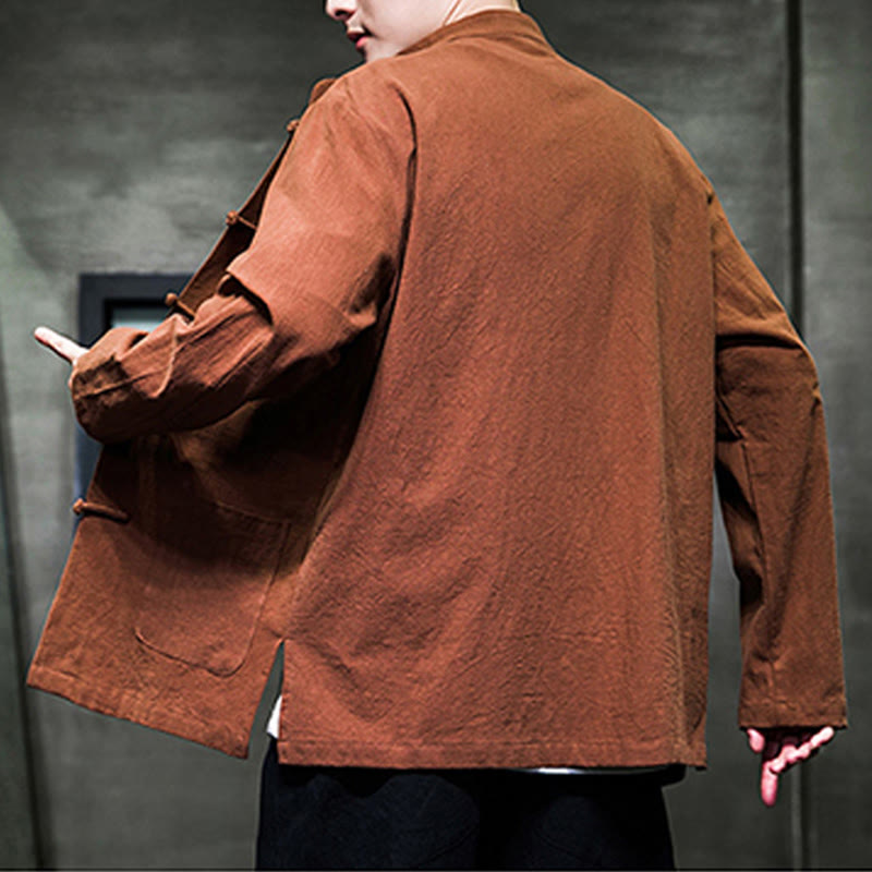 Buddha Stones無地 カエルボタン 唐装 コットンリネン メンズ ジャケット シャツ ポケット付き - image 24