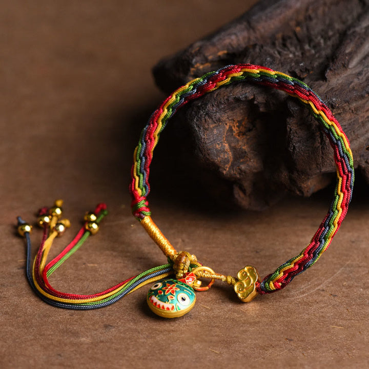 Buddha Stonesチベット 金 呑み込み 獣 ファミリー 幸運 結び目 編み込み カラフル ストリング ブレスレット - image 10