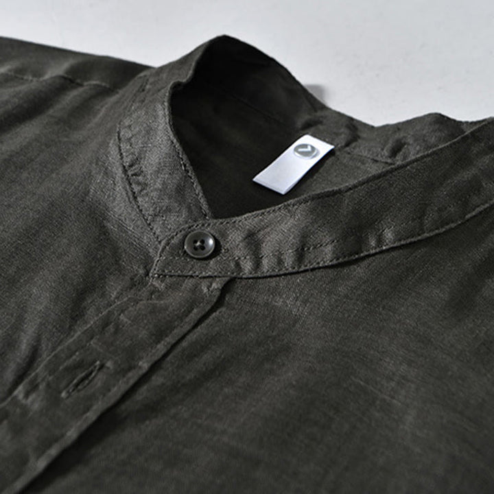 Buddha Stonesシンプル 秋 長袖 ボタンデザイン リネン メンズシャツ - image 19