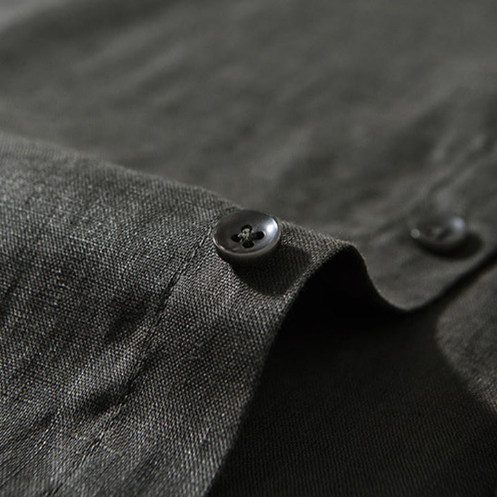 Buddha Stonesシンプル 秋 長袖 ボタンデザイン リネン メンズシャツ - image 20
