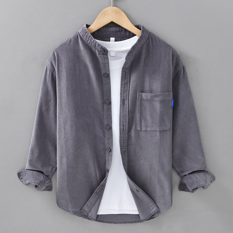 Buddha Stonesプレーンボタンダウン コットンコーデュロイ メンズ 長袖ジャケット - グレー - US/UK/AU42、 EU52 (3XL) - image 0