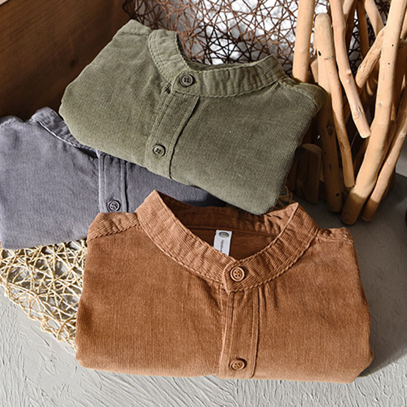 Buddha Stonesプレーンボタンダウン コットンコーデュロイ メンズ 長袖ジャケット - image 1