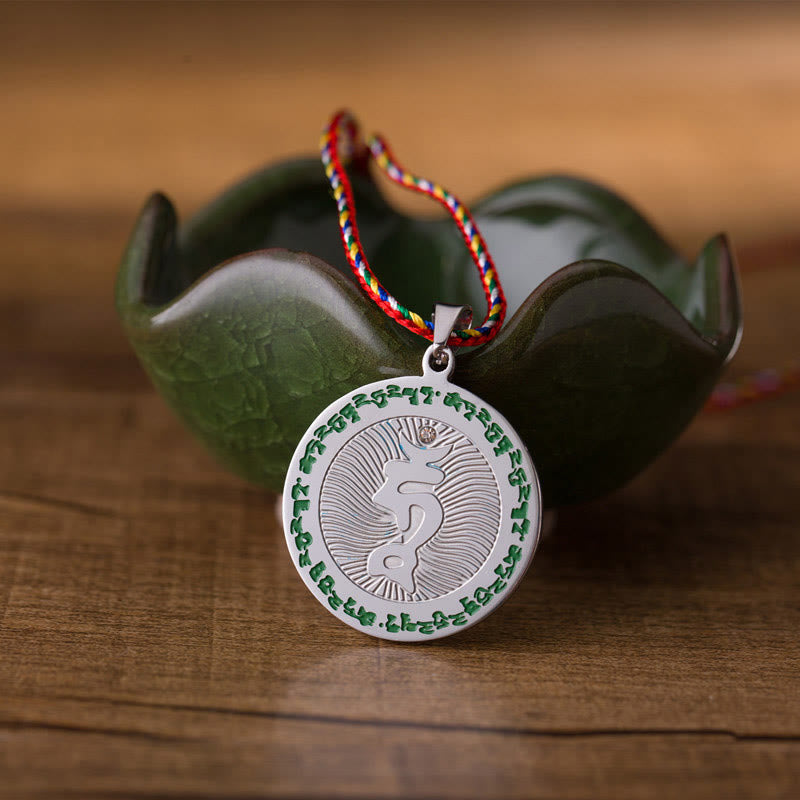 Buddha Stonesターラチタン鋼信仰カラーロープネックレスペンダント - 多羅菩薩 - image 0