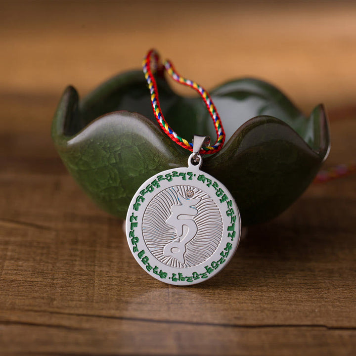 Buddha Stonesターラチタン鋼信仰カラーロープネックレスペンダント - 多羅菩薩 - image 0
